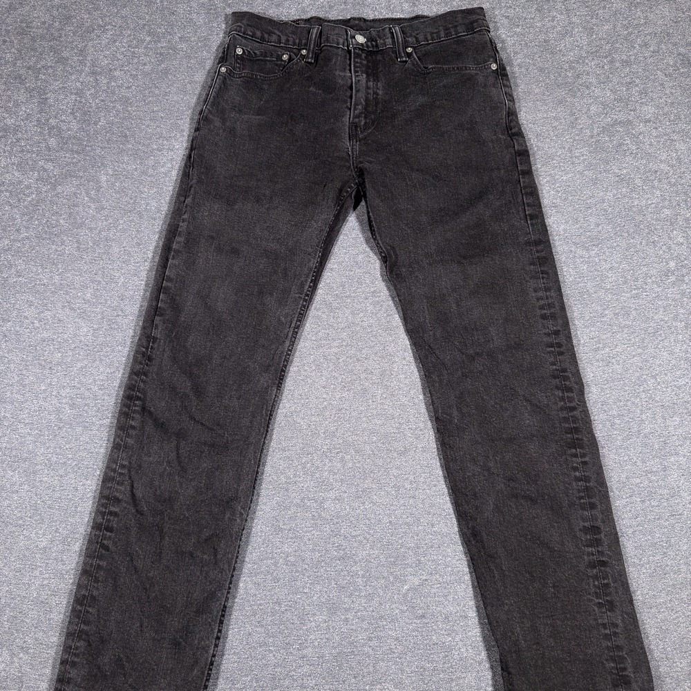 Levi's 502 Mens Regular Stretch Tapered Black Jeans Pants 33x30 Grunge Skater